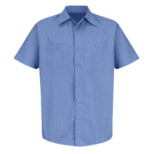 Men's Industrial Stripe Short Sleeve Work Shirt Thumbnail