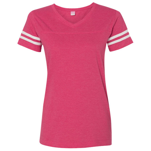 Women's Football V-Neck Fine Jersey Tee Thumbnail