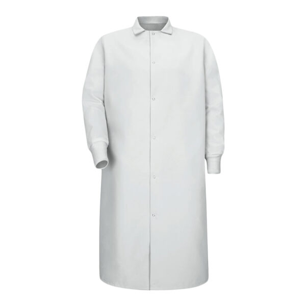 Unisex Gripper-Front Pocketless Butcher Coat With Knit Cuffs Thumbnail